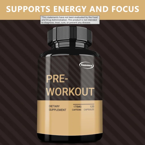 Pre-Workout Supplement - with Citrulline - Replenish Energy, Build Muscle, Improve Athletic Performance - 120 Capsules - Image 4