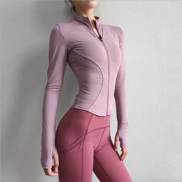 2024 Women Sport Jacket Zipper Yoga Coat Clothes Quick Dry Fitness Jacket Running Hoodies Thumb Hole Sportwear Gym Workout Top - Image 6
