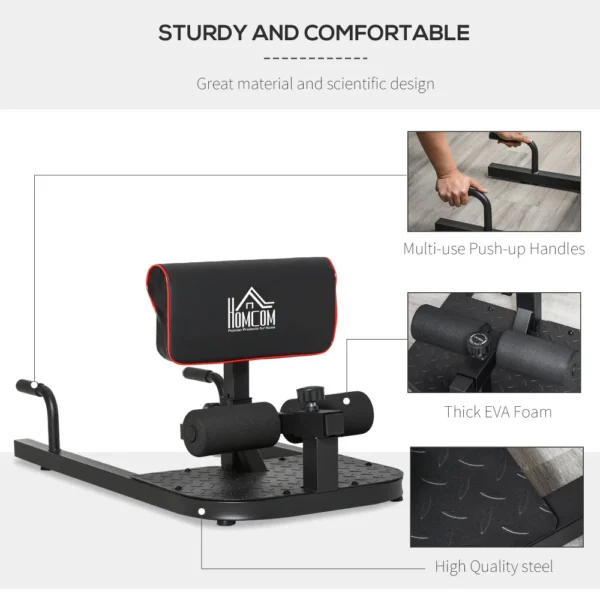 3-in-1 Padded Push Up Sit Up Deep Sissy Squat Machine Home Gym Fitness Equipment, Black - Image 4