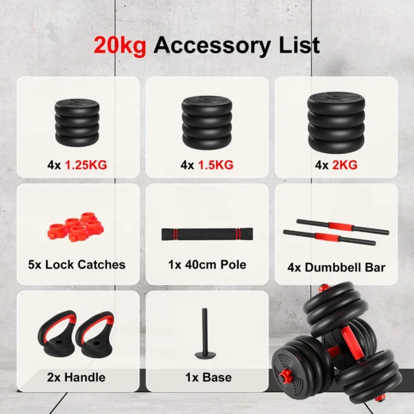 Adjustable Dumbbell Set 44 Lbs Weights Set Dumbbell Barbell Kettlebell Pushup, Multifunctional Home Gym Equipment - Image 5