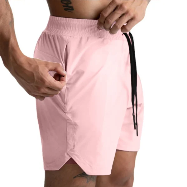 2024 New Men's Shorts Single-Layer Woven Quick Dry Solid Color Running Fitness Sports Casual American Fifth Pants Comfortable - Image 3