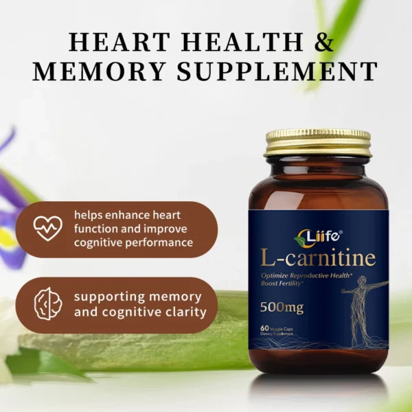 Liife L-Carnitine-500mg,60 capsules per bottle-supports sports nutrition and antioxidants,Highly Absorbable,Made in the USA - Image 4