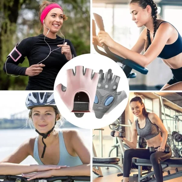 1 Pair Workout Gloves with Liquid Silicone for Women Fingerless Cycling Gloves Non-slip Men's Gym Weight Lifting Gloves - Image 3