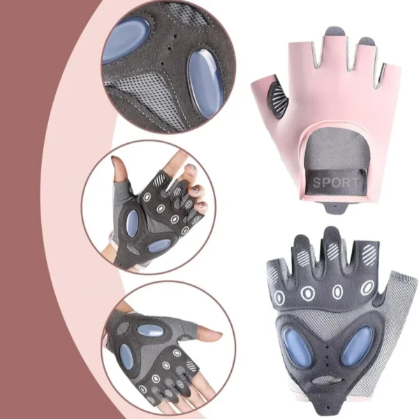 1 Pair Workout Gloves with Liquid Silicone for Women Fingerless Cycling Gloves Non-slip Men's Gym Weight Lifting Gloves - Image 6