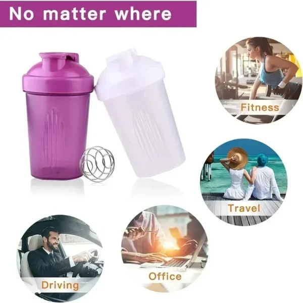Sports Shaker Bottles Water Cups Whey Protein Powder Mixer Bottle Leak Proof Fitness Gym Shaker Outdoor Portable Drink Cup 400ML - Image 3