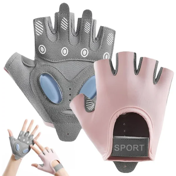 1 Pair Workout Gloves with Liquid Silicone for Women Fingerless Cycling Gloves Non-slip Men's Gym Weight Lifting Gloves