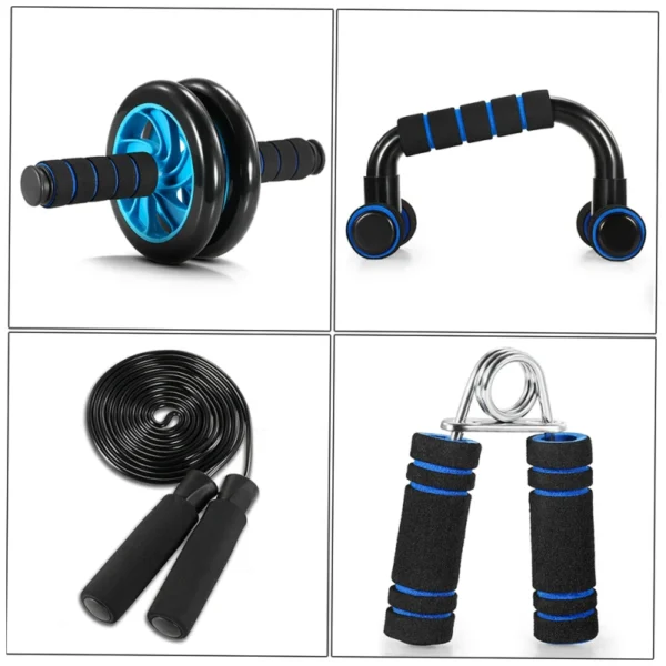 5-In-1 AB Wheel Roller Kit with Push-Up Bar Jump Rope Hand Gripper and Knee Pad Abdominal Core Carver Fitness Workout - Image 4
