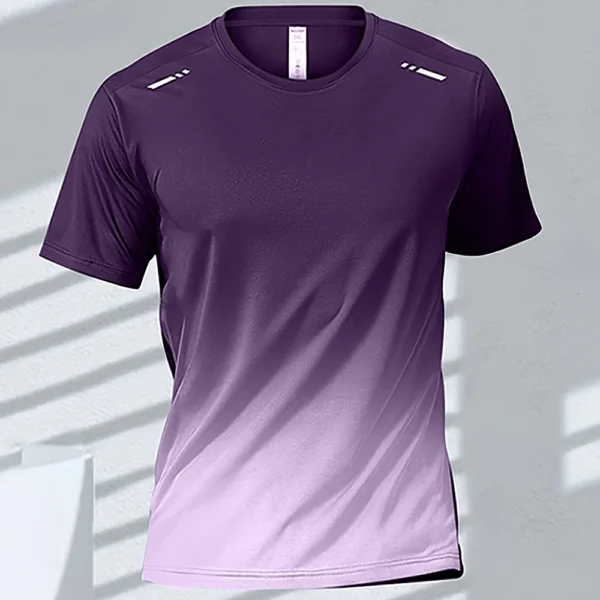 Men's T-Shirts Sports Fitness Sportswear Quick-Drying Gradient Short Sleeve Tops Outdoor Basketball Training Running Men Clothes - Image 4