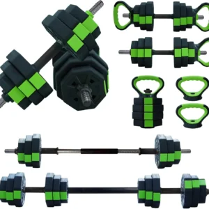 4 in 1 Adjustable Dumbbell Set,44lbs Weight Set with Iron Handle Used as Kettlebell, Barbell, Push up Stand for Home Gym,Octagon
