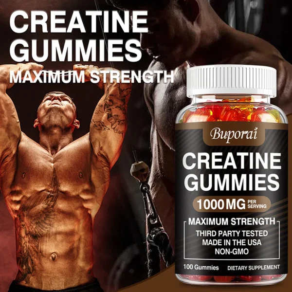 Creatine Monohydrate Gummies - Pre/post Workout, Fitness, Strength, Muscle Building Provide Energy Supplements - Image 3