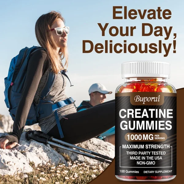 Creatine Monohydrate Gummies - Pre/post Workout, Fitness, Strength, Muscle Building Provide Energy Supplements - Image 5