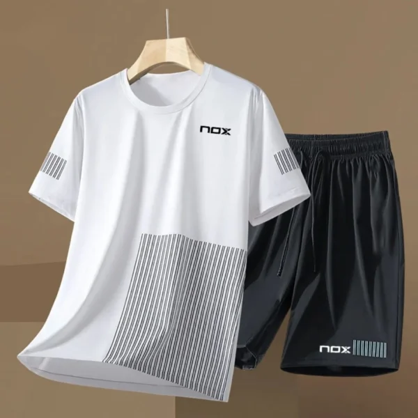 2025 summer new men's 3D printed short sleeve suit fitness tennis sportswear round neck short sleeve T-shirt shorts men's wear - Image 5