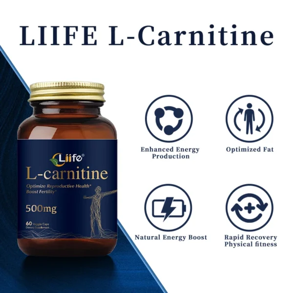Liife L-Carnitine-500mg,60 capsules per bottle-supports sports nutrition and antioxidants,Highly Absorbable,Made in the USA - Image 3