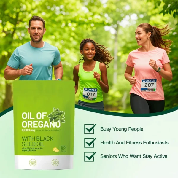 300 Capsules Oil Of Oregano with Black Seed Oil - Natural Antioxidants for Fitness Nutritional Support - Highly Effective - Image 3