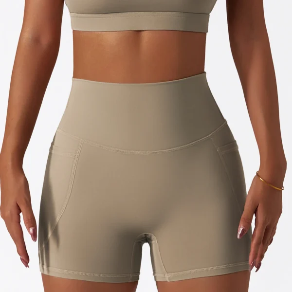 Summer High Waist Yoga Shorts Women Gym Push Ups Hip Lift Pants Pocket Breathable Fitness Running Cycling Sports Shorts Women - Image 6