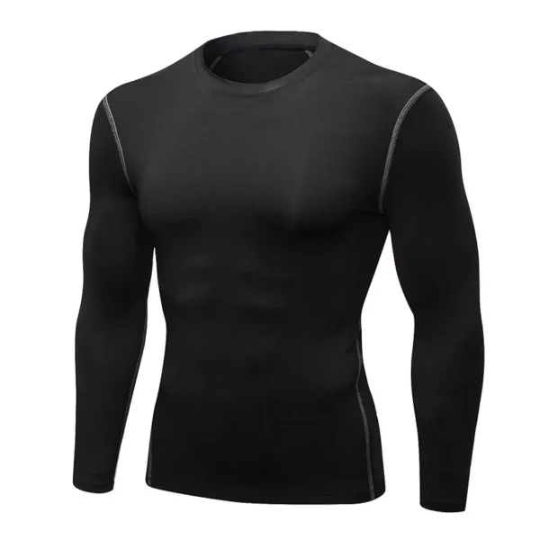1pcs Men's Long-sleeved Thermal Underwear Male Thin Tight Fitting Fast Dry Elastic Fitness Tops Man Autumn Winter Sprots Wear - Image 3