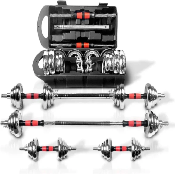 Adjustable Dumbbell Set Home Gym Cast Iron Barbell Sets with Carry Box 44lbs Office Bedroom Workout Dumbbells for Men and Women - Image 2