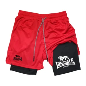 Print 2 in 1 Running Shorts for Men Gym Workout with Phone Pocket Towel Loop Summer Sport Athletic Activewear RL00093