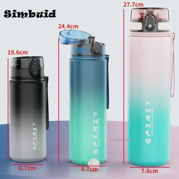 500ml/650ml/1000ml Sports Water Bottle Leak Proof Colorful Plastic Cup Drinking for Outdoor Travel Portable Gym Fitness Jugs - Image 2