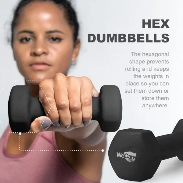 2lb Neoprene Hex Dumbbells Anti-Slip Anti-Roll Hand Weights Home Gym Resistance Training Fitness Workout - Image 5
