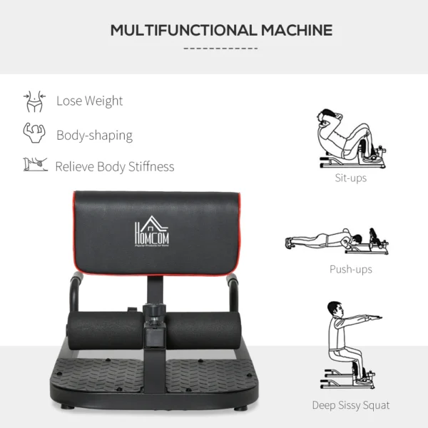 3-in-1 Padded Push Up Sit Up Deep Sissy Squat Machine Home Gym Fitness Equipment, Black - Image 2