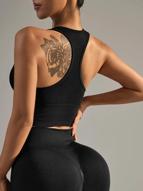 Mileegirl Seamless Women Yoga Bra Ribbed Sports Crop Tops Racer Back Gym Tank Top No Pads Quick Drying Fitness Workout Tops - Image 3