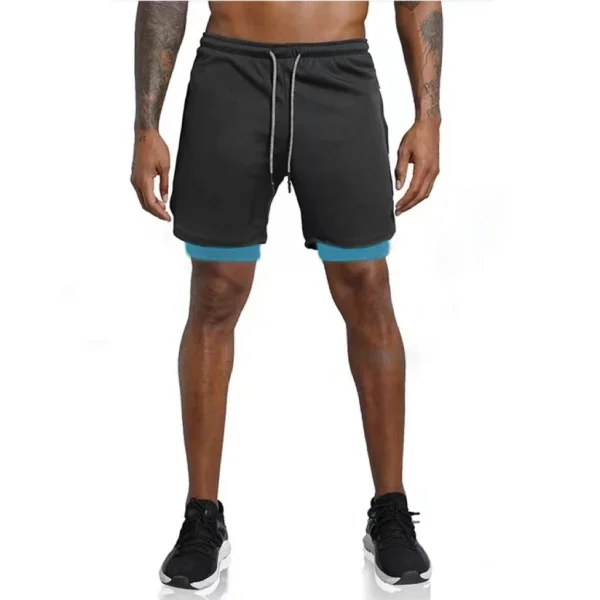 Men Sport Shorts Summer Sportswear 2 In 1 Short Pant Double-deck Training Workout Clothing Male Tight Gym Fitness Running Shorts - Image 2