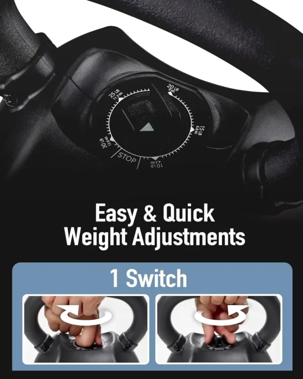 Adjustable Kettlebell 30lb Weight Training Fitness Exercise Full Body Workout 5 in 1 for Home Gym Beginners Woman - Image 3