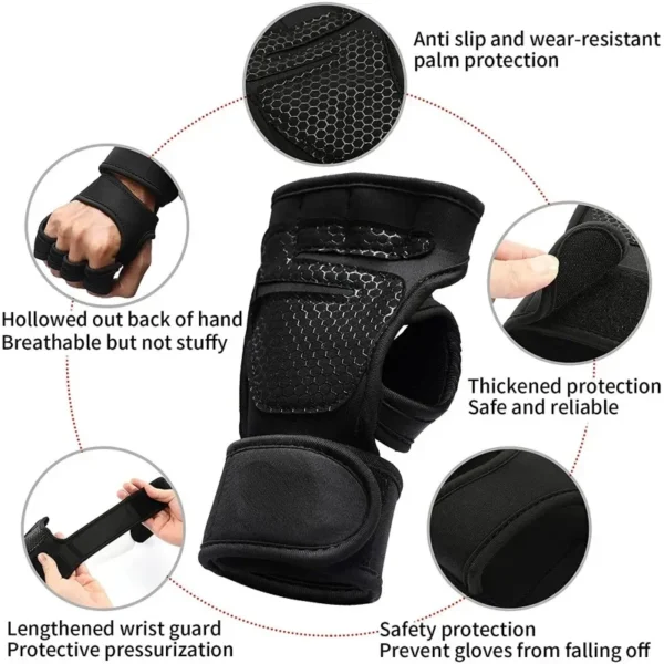 Training Sport Gloves Weightlifting Gloves for Men Women Body Building Gym Half Finger Non-Slip Hand Wrist Palm Protector Gloves - Image 2