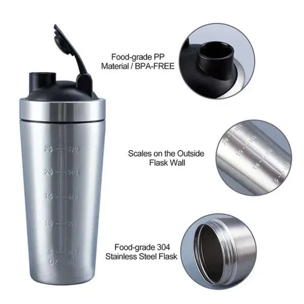 Stainless Steel Protein Shaker Cup Portable Fitness Sports Mug Nutrition Shakers Cup Water Bottles Water Cup Portable Shakers - Image 2