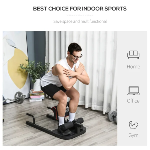 3-in-1 Padded Push Up Sit Up Deep Sissy Squat Machine Home Gym Fitness Equipment, Black - Image 3