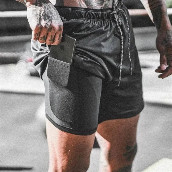 Men Sport Shorts Summer Sportswear 2 In 1 Short Pant Double-deck Training Workout Clothing Male Tight Gym Fitness Running Shorts - Image 5