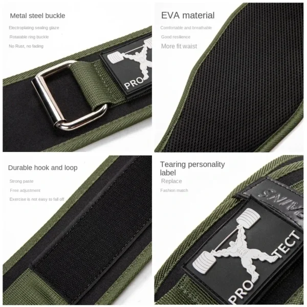 Weightlifting Fitness Belt Heavy Equipment Training High Intensity Squat Deadlift Gym Nylon Waist Support Thickening For Back - Image 2