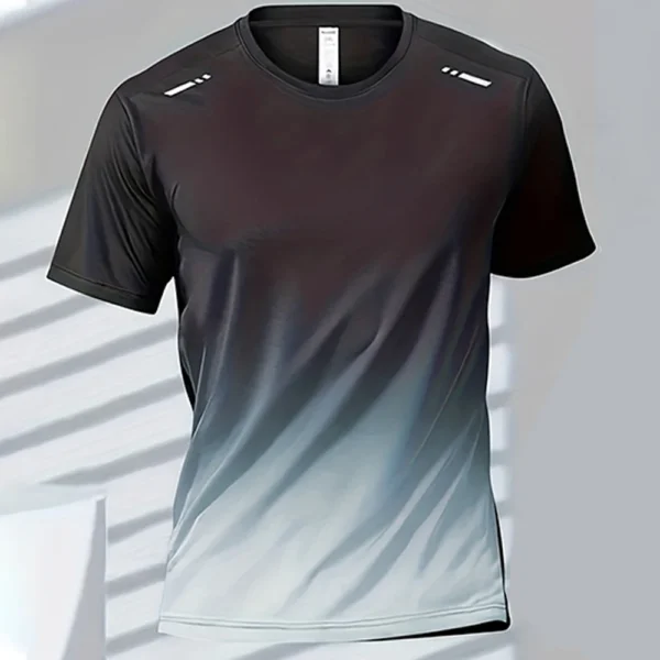 Men's T-Shirts Sports Fitness Sportswear Quick-Drying Gradient Short Sleeve Tops Outdoor Basketball Training Running Men Clothes - Image 3