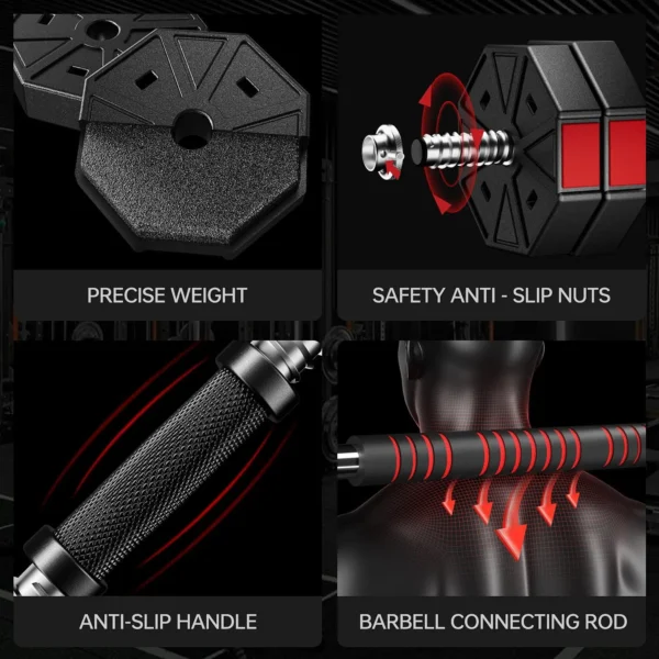 Adjustable Weights Dumbbells Set, 66Lbs 88Lbs 3 in 1 Adjustable Weights Dumbbells Barbell Set, Home Fitness Weight Set Gym - Image 6