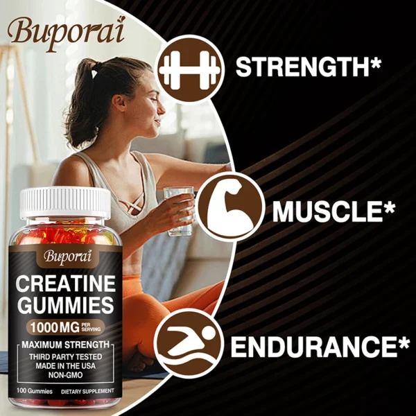 Creatine Monohydrate Gummies - Pre/post Workout, Fitness, Strength, Muscle Building Provide Energy Supplements - Image 4