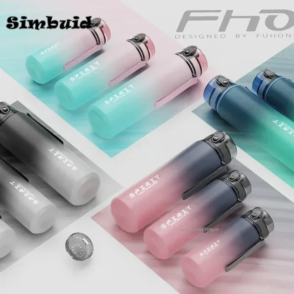 500ml/650ml/1000ml Sports Water Bottle Leak Proof Colorful Plastic Cup Drinking for Outdoor Travel Portable Gym Fitness Jugs - Image 5