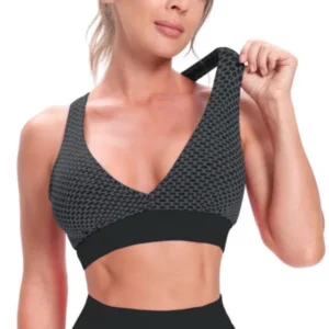 Hot Fitness Women's Gather Yoga Vest Workout Sports Bra Gym Quick Drying Training Bra Seamless Breathable Tank Top