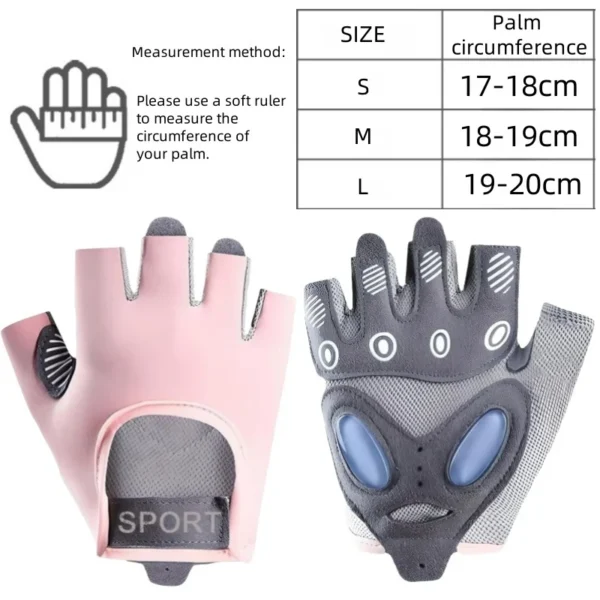 1 Pair Workout Gloves with Liquid Silicone for Women Fingerless Cycling Gloves Non-slip Men's Gym Weight Lifting Gloves - Image 5