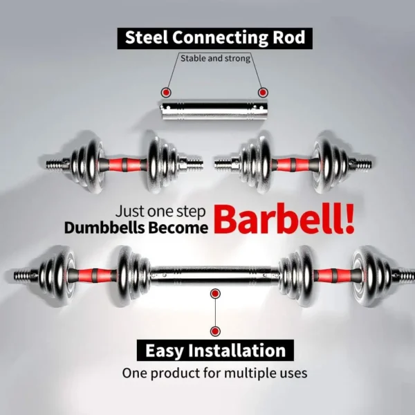 Adjustable Dumbbell Set Home Gym Cast Iron Barbell Sets with Carry Box 44lbs Office Bedroom Workout Dumbbells for Men and Women - Image 3