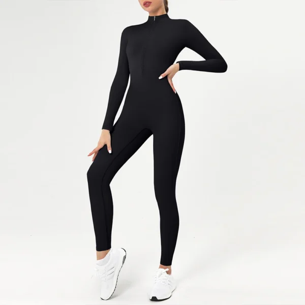 Summer Zipper Workout Jumpsuit Sports Overalls Women Gym Clothing Running Fitness Suits Gym Tracksuit Short Sportswear Yoga Set - Image 2