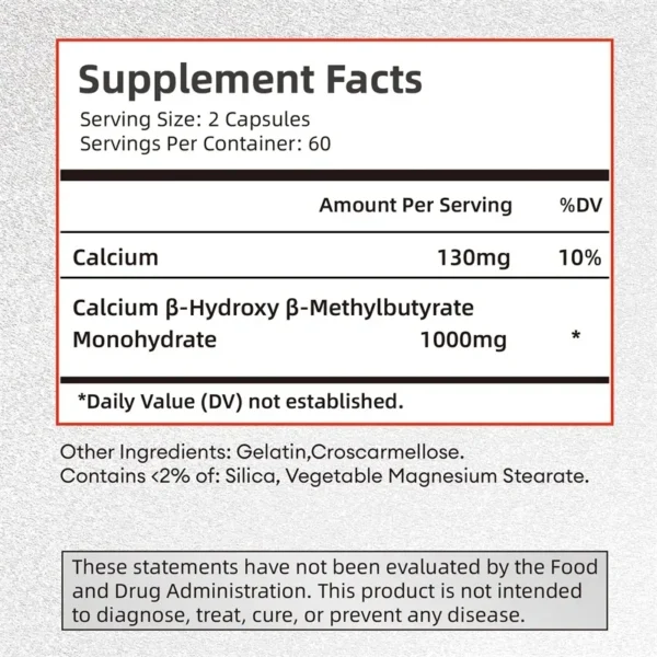 HMB Male Energy Booster - for Increased Muscle Mass and Athletic Strength, Energy Supplement, Endurance, Non-GMO - Image 2