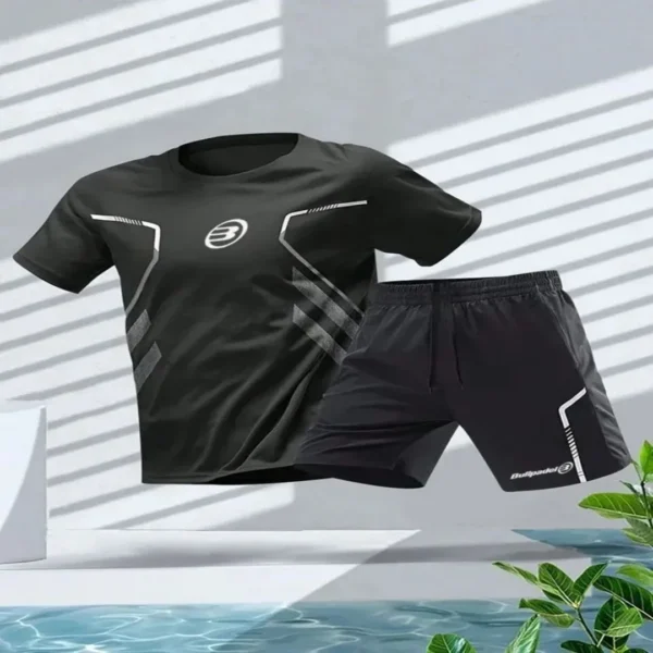 2025 summer new men's 3D printed short sleeve suit fitness tennis sportswear round neck short sleeve T-shirt shorts men's wear - Image 6