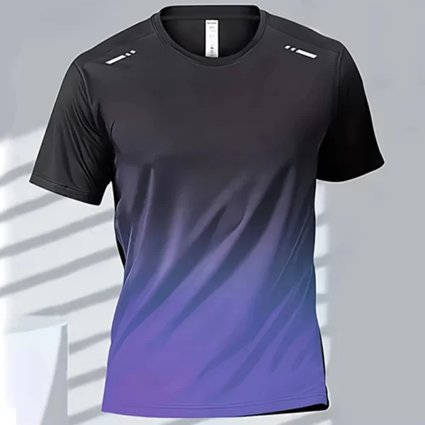 Men's T-Shirts Sports Fitness Sportswear Quick-Drying Gradient Short Sleeve Tops Outdoor Basketball Training Running Men Clothes - Image 2