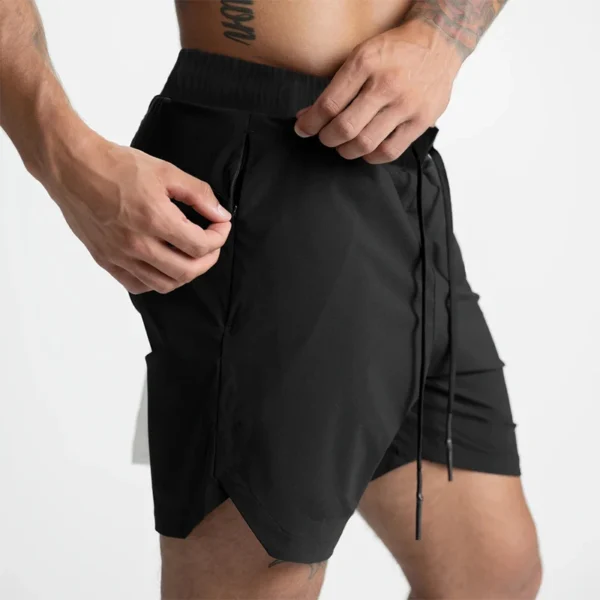 2024 New Men's Shorts Single-Layer Woven Quick Dry Solid Color Running Fitness Sports Casual American Fifth Pants Comfortable - Image 5