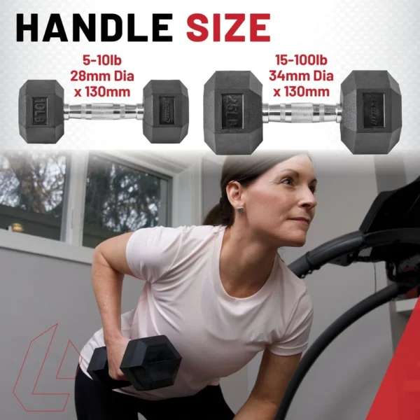 Hex Rubber Dumbbell 5lb Durable Weight Training Fitness Equipment Ergonomic Handle Non Roll Design Home Gym Exercise - Image 3