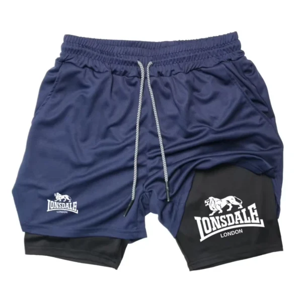 Print 2 in 1 Running Shorts for Men Gym Workout with Phone Pocket Towel Loop Summer Sport Athletic Activewear RL00093 - Image 3