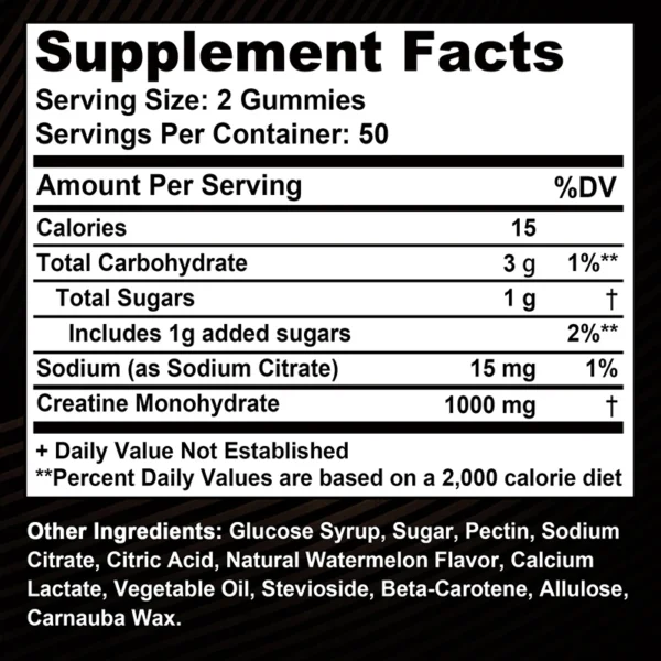 Creatine Monohydrate Gummies - Pre/post Workout, Fitness, Strength, Muscle Building Provide Energy Supplements - Image 2