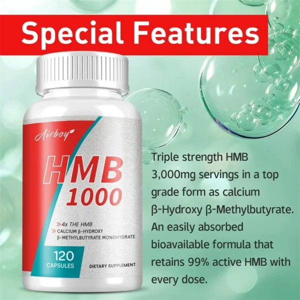 HMB Male Energy Booster - for Increased Muscle Mass and Athletic Strength, Energy Supplement, Endurance, Non-GMO - Image 3