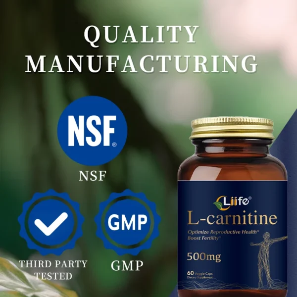 Liife L-Carnitine-500mg,60 capsules per bottle-supports sports nutrition and antioxidants,Highly Absorbable,Made in the USA - Image 6